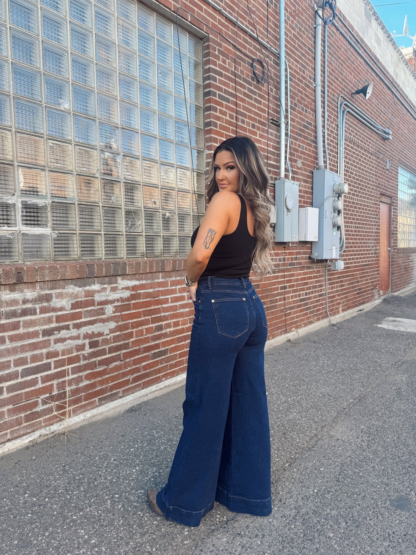 Westley Wide Leg Dark Wash Trouser Jean