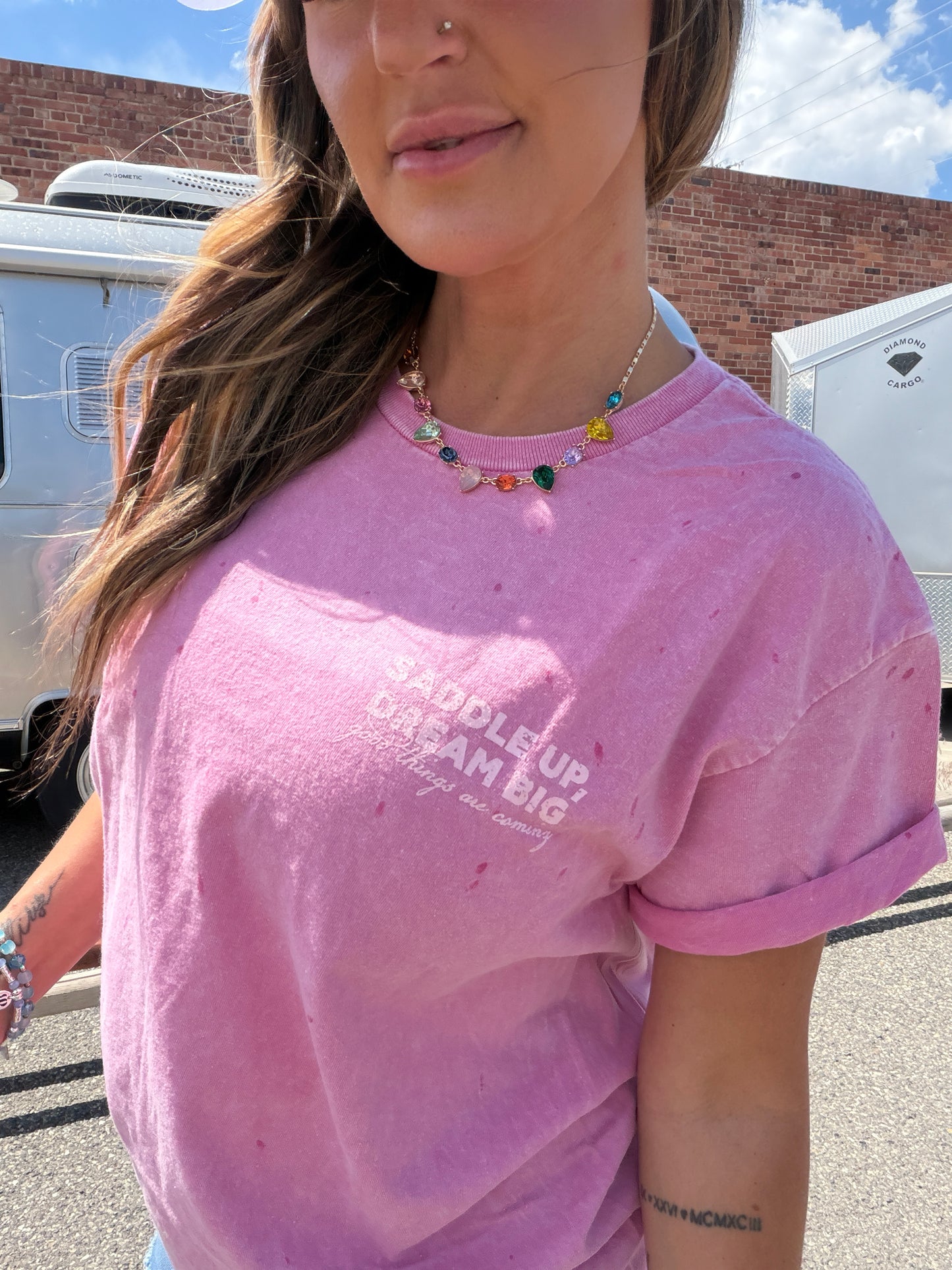 Saddle Up Rodeo Oversized Tee- Raspberry
