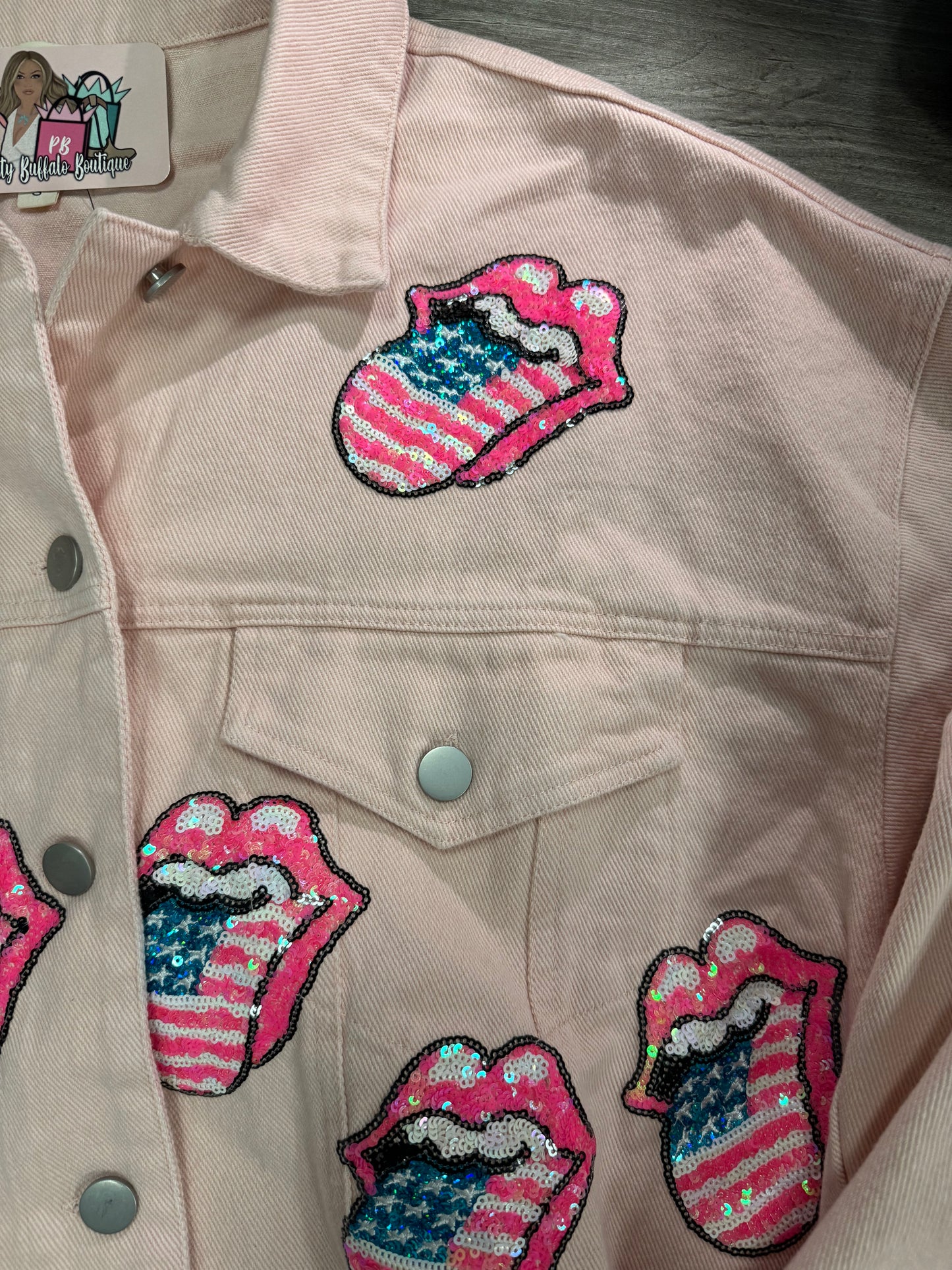 Rolling Stones Jacket- Lt. Pink