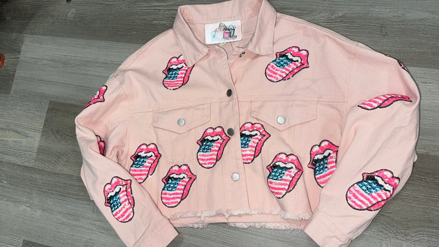 Rolling Stones Jacket- Lt. Pink