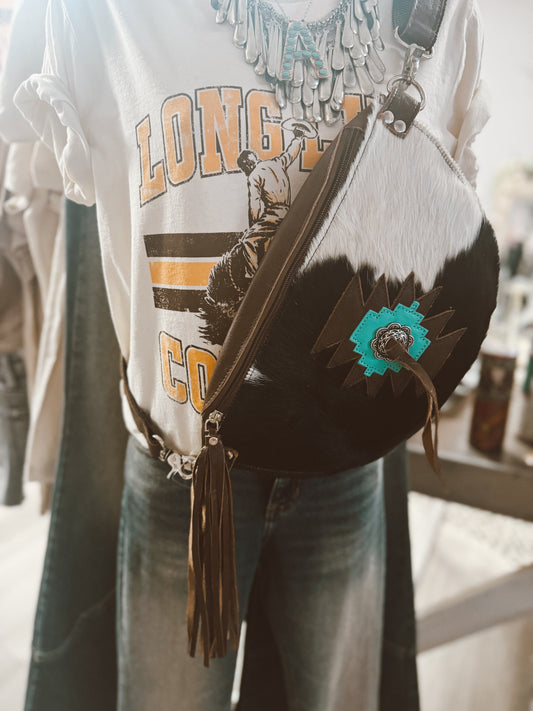 Tower Junction Cowhide Fanny Pack/ Sling Bag